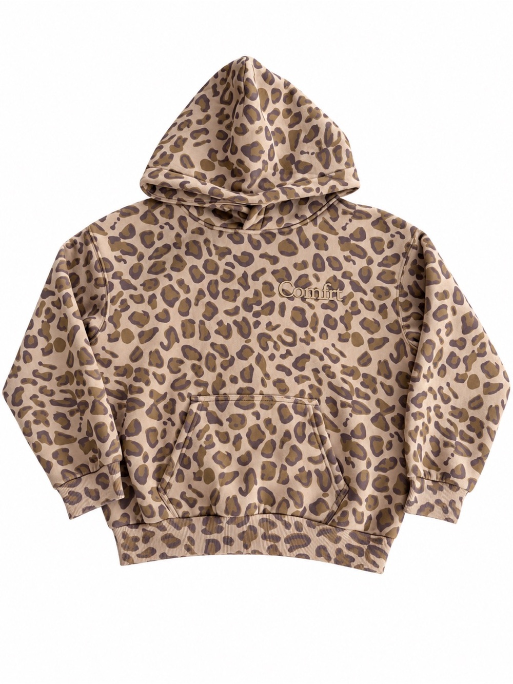 Comfrt Kids Leopard Print Oversized Pullover Hoodie Youth Medium